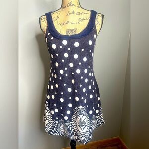 Aryeh polka dot paisley sleeveless mini blue dress small artsy artist eclectic